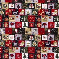 poplin kerst adventskalender donker blauw