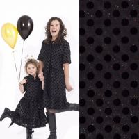 Chiffon /voile met dots glitter zwart