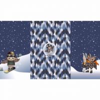 French terry / swaet tricot panel owl  winter fun  navy 75cm x 150cm breed.
