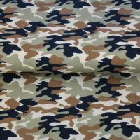Katoen poplin camouflage groen bruin