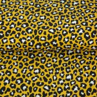 Katoen poplin panter print oker geel