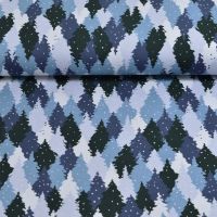 French terry / swaet tricot winter bomen donker blauw
