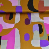 Exclusieve zijde satijn Italiaans design abstract oker geel multi colors