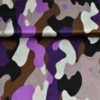 Exclusieve zijde satijn Italiaans design camouflage paars bruin
