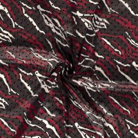 chiffon voile abstract print rood en flock