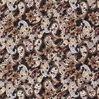 chiffon voile zwart met paisley print en flock