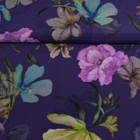 Exclusieve zijde Italiaans design bloemen royal blue