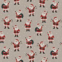 Kerststof katoen Linenlook Half Panama kerstman 