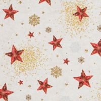 Kerststof katoen canvas Half Panama red star