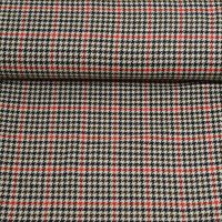 Pied de poule ruit exclusieve 100% zuiverscheer wol rood bruin