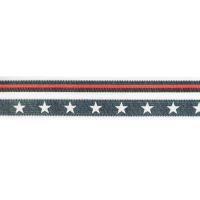 Biesband 40mm ster streep marine rood