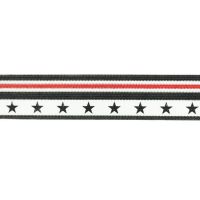 Biesband 40mm ster streep zwart rood