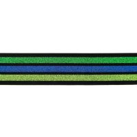 40mm elastiek  Streep lurex groen blauw