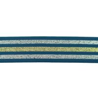 40mm elastiek  Streep lurex zilver goud jeans blauw