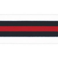 40mm Elastiek met Geweven Streep 40mm wit donker blauw rood