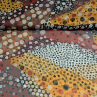 Exclusieve zijde voile Italiaans design dots brique oker