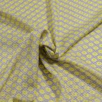 voile dots bloementje taupe lime geel
