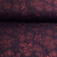 Jacqaurd  bloemen donker paars metalic bordeaux