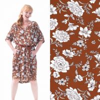 Georgette  polyester bloemen print brique