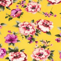 stretch crepe polyester bloemen print geel
