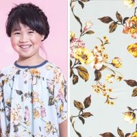 Voile / chiffon bloemen mint groen