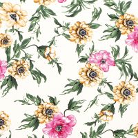 Crepe georgette bloemen white off