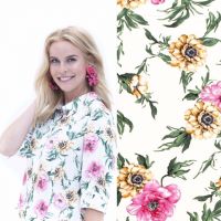 Crepe georgette bloemen white off