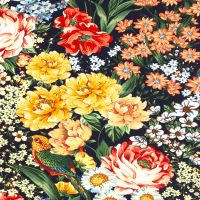 Tricot katoen bloemen donker blauw