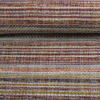 Exclusieve grof geweven mantelpak stof multi colors oker