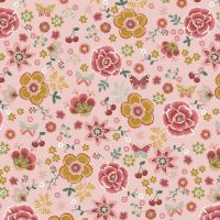 poplin katoen happy feeling bloemen oud rose 