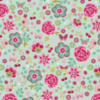 poplin katoen happy feeling bloemen mint