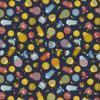 poplin katoen monsters donker blauw