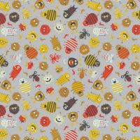 poplin katoen monsters licht grijs