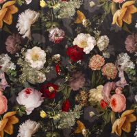velours / micro polyester velvet digitaalprint bloemen print donker taupe /grijs
