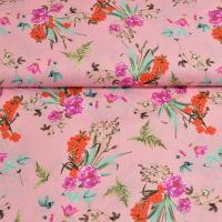 Stretch katoen bloemen rose