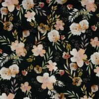 Double gauze / hydrofil katoen bloemen zwart