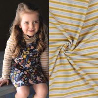 Tricot katoen streep lurex oker zilver  poppy 17