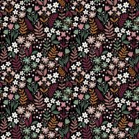 poplin  brushed bloementjes zwart poppy 17