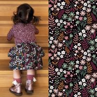 poplin  brushed bloementjes zwart poppy 17