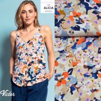 LMV modal mouseline bloemen print blauw oranje  La maison Victor