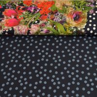 viscose rand patroon bloemen dots exclusieve italiaanse designer stof 