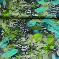100% zijde exclusieve italianse designer stof leaves petrol lime