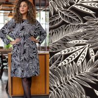 Viscose krip leaves taupe 