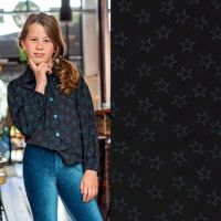 Viscose bedrukt stars petrol  B-trendy
